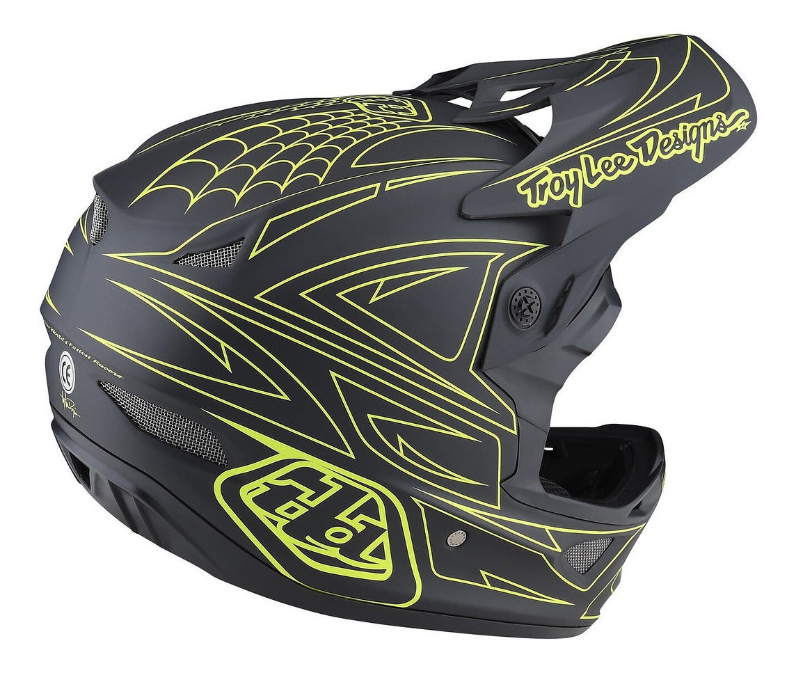 Casco Troy Lee Designs D3 Fiberlite Spiderstripe Gray / Yellow